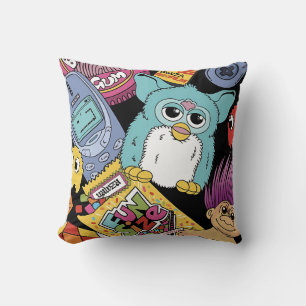 Retro 90s Nostalgia Doodle Pattern Toy and Tech Cushion