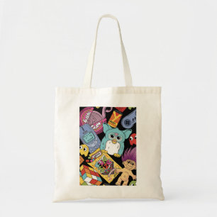 Retro 90s Nostalgia Doodle Pattern Toy and Tech Tote Bag