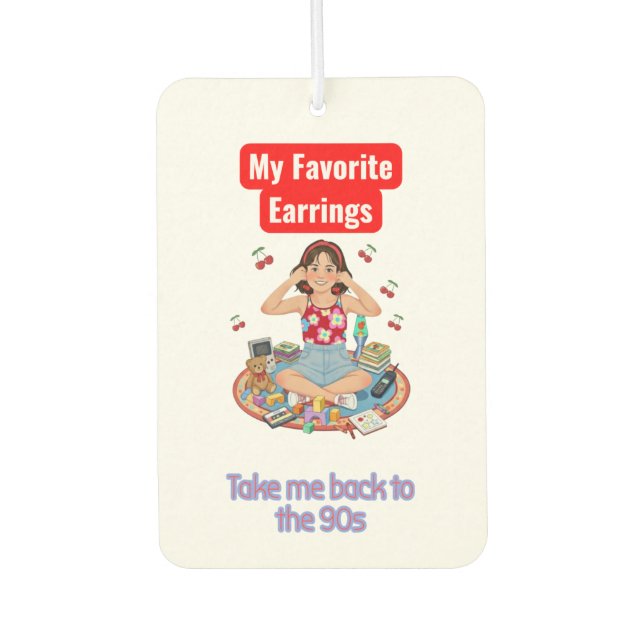 `Retro 90s Nostalgia Girl Aesthetic Car Air Freshener (Front)