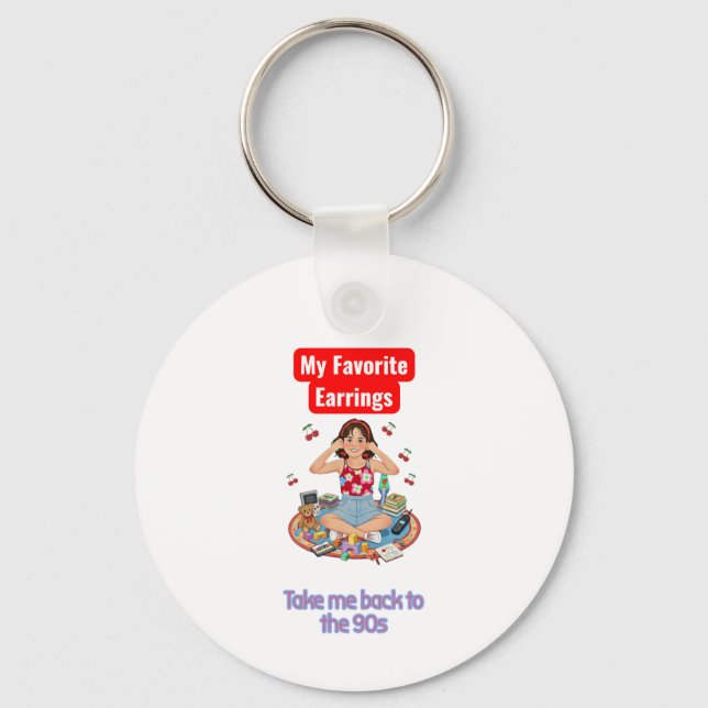 `Retro 90s Nostalgia Girl Aesthetic Key Ring (Back)