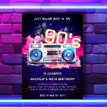 Retro 90's Party Birthday Invitation<br><div class="desc">Are you looking for the perfect invitations to celebrate your upcoming 90's themed birthday party? Look no further than our fun retro 90's Party invitations! With a '90s boom box cassette player with Miami palms in deep pinks and midnight blue colours, with the words " Let's rewind back to the...</div>