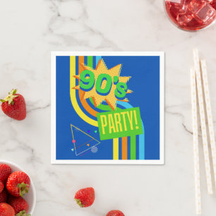 Retro 90's Party Bright Blue Nostalgic Birthday Napkin