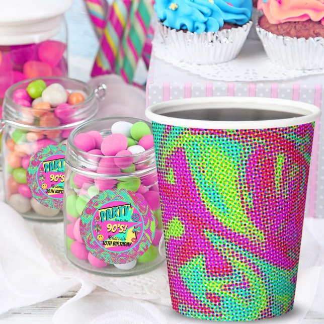 Retro 90's party colourful swirl paper cups (Creator Uploaded)