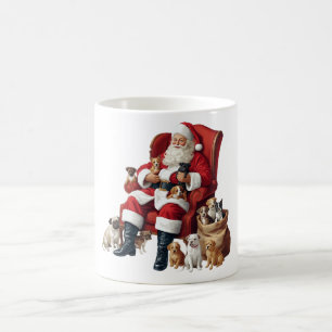 retro 90s Santa Claus with dogs combines vintage Coffee Mug