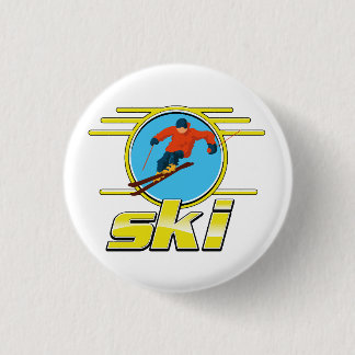 Retro 90s ski logo 3 cm round badge