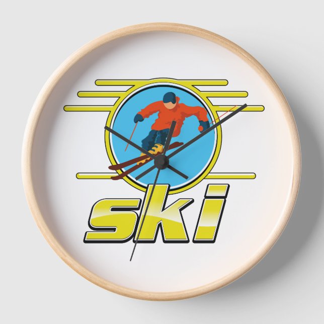 Retro 90s ski logo clock (Front)