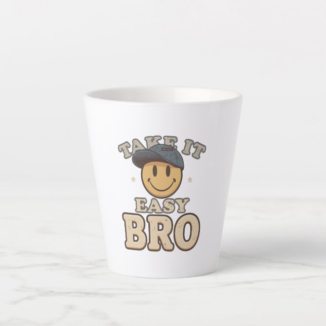 Retro 90s Smiley with a Hat Latte Mug (Front)