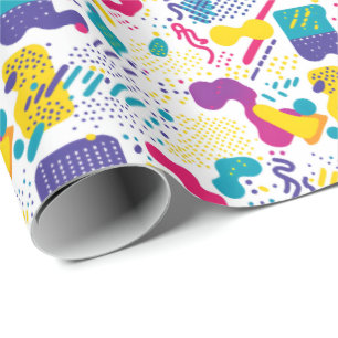 Retro 90s tiled pattern party wrapping paper