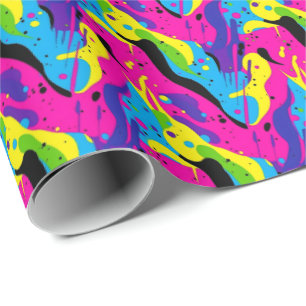 Retro 90s tiled pattern party  wrapping paper