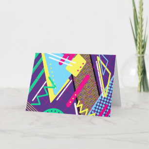 Retro '90s Vibe Pattern Nineties Purple Yellow Card