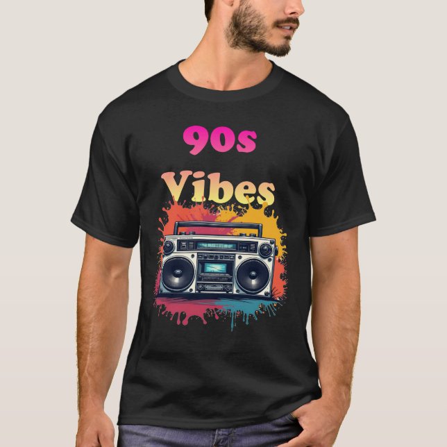 Retro 90s Vibes Boombox Graphic Tee (Front)