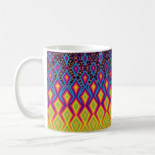 Retro 90s Vibrant Neon Color Abstract Pattern Coffee Mug