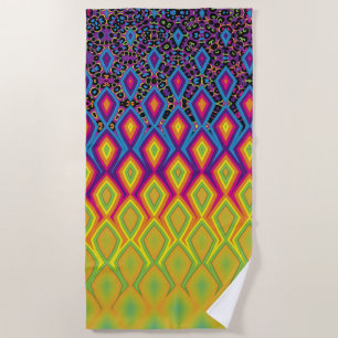 Retro 90s Vibrant Neon Colour Abstract Pattern Beach Towel
