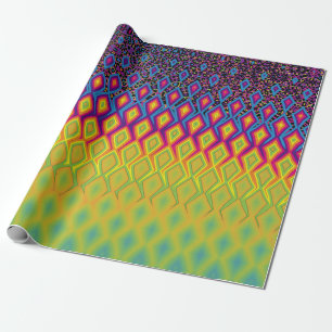 Retro 90s Vibrant Neon Colour Abstract Pattern Wrapping Paper