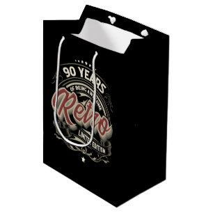 Retro 90th Years awesome word art Medium Gift Bag