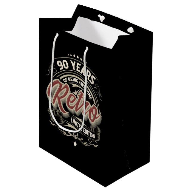Retro 90th Years awesome word art Medium Gift Bag (Front Angled)