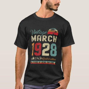 Retro 94Th Birthday 94 Years Old March 1928 Vintag T-Shirt