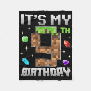Retro 9th Birthday Boy Level 9 Video Gamer Pixel G Fleece Blanket