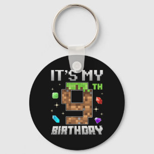 Retro 9th Birthday Boy Level 9 Video Gamer Pixel G Key Ring