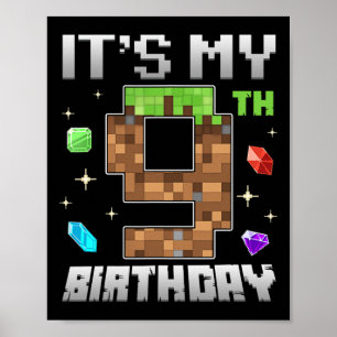 Retro 9th Birthday Boy Level 9 Video Gamer Pixel G Poster
