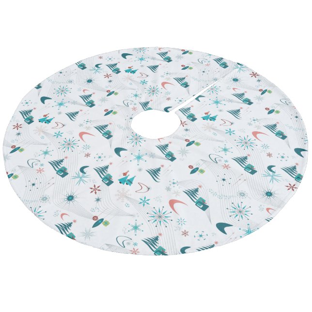 Retro A Go-Go Christmas Fleece Tree Skirt (Angled)