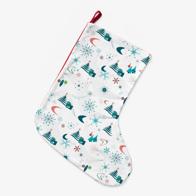 Retro A Go-Go Christmas Large Christmas Stocking (Front (Hanging))