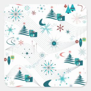 Retro A Go-Go Christmas Square Sticker