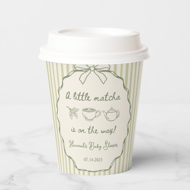 Retro A Little Matcha Tea Baby Shower  Paper Cups (Front)