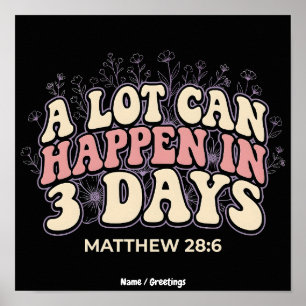 Retro A Lot Can Happen In 3 Days Christian Easter Poster