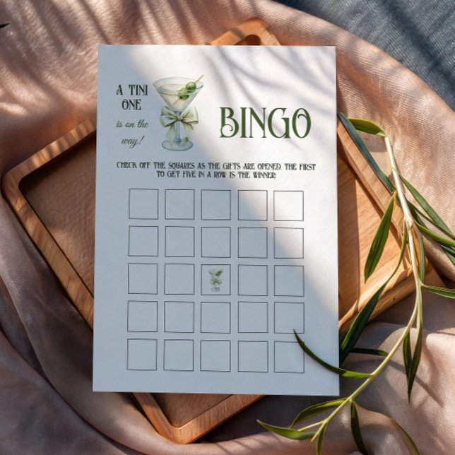 Retro A Tini One Martini Baby Shower Bingo Game Card (Creator Uploaded)