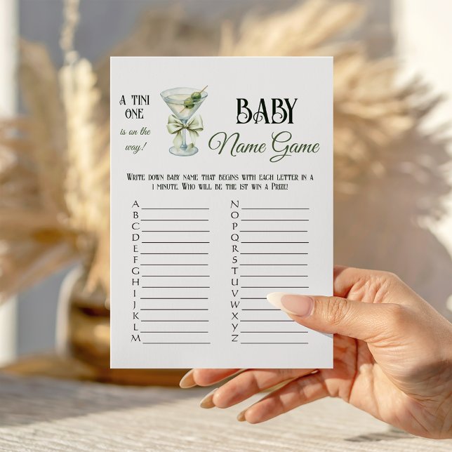 Retro A Tini One Martini Baby Shower Name Game Card (Creator Uploaded)