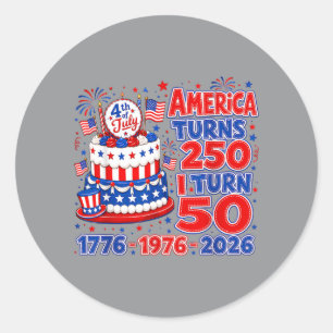Retro Aamerica Turns 250 Turn 50 2026 Independence Classic Round Sticker