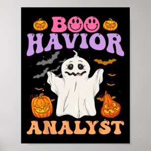 Retro Aba Therapist Bcba Halloween Ghost Boo Havio Poster