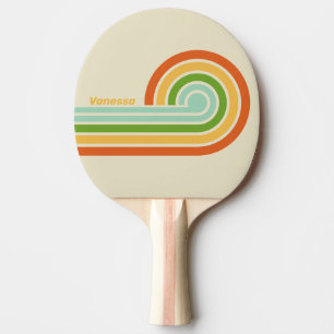 Retro ABC Street Curl Stripes with Name Ping Pong Paddle