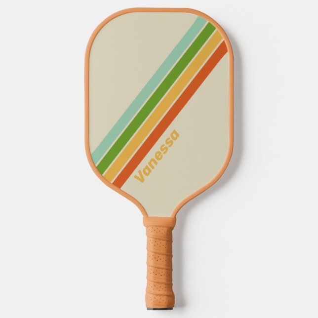 Retro ABC Street Striped with Name Pickleball Paddle (Front)
