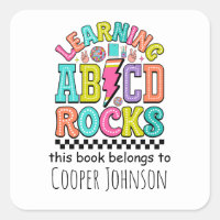 Retro abc this book belongs to kids bookplate