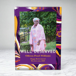 Retro Abstract African Black Mum Retirement Gift Photo Block