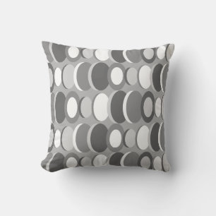 Retro Abstract Art Circles Grey Cushion
