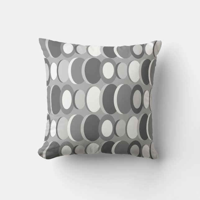 Retro Abstract Art Circles Grey Cushion (Front)
