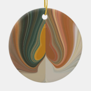 Retro Abstract Art Print Ceramic Tree Decoration