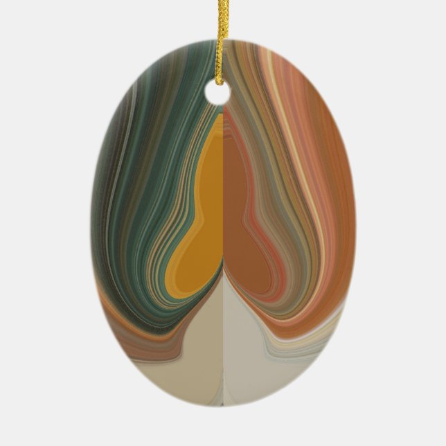 Retro Abstract Art Print Ceramic Tree Decoration (Front)