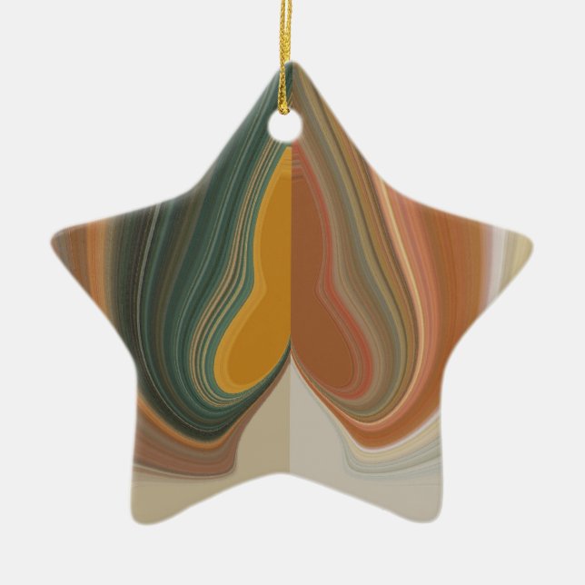 Retro Abstract Art Print Ceramic Tree Decoration (Front)