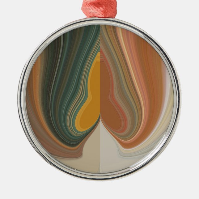 Retro Abstract Art Print Metal Tree Decoration (Front)