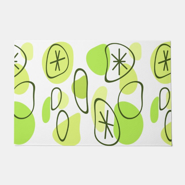 Retro Abstract Art Rocks Chartreuse Doormat (Front)