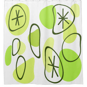 Retro Abstract Art Rocks Chartreuse Shower Curtain