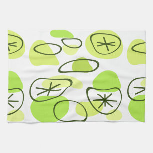 Retro Abstract Art Rocks Chartreuse Tea Towel