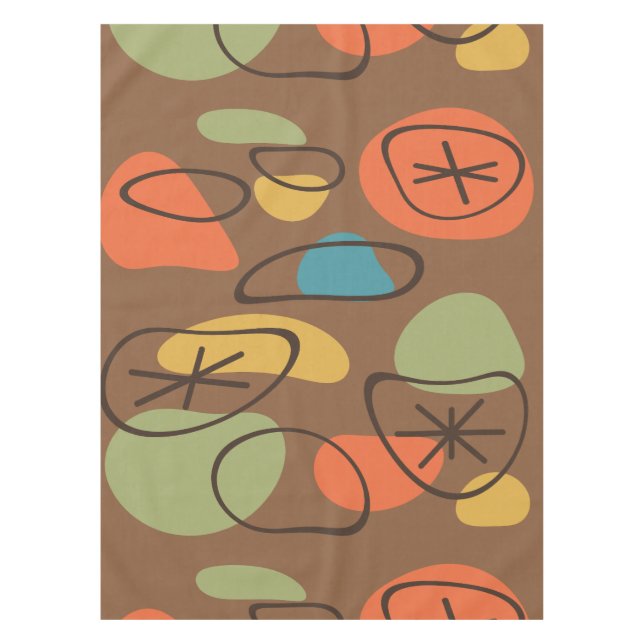 Retro Abstract Art Rocks Multicolored Dark Tablecloth (Front)