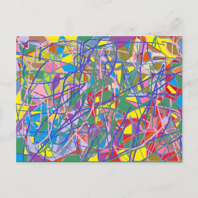 REtro abstract art with many colours and line Postcard (Front)