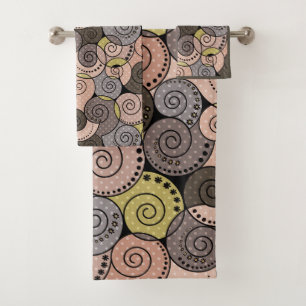 Retro, abstract bath towel set