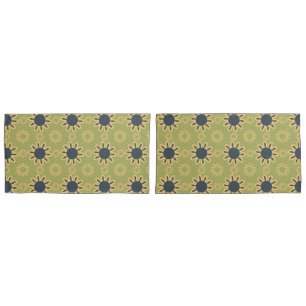 Retro Abstract Black and Yellow Flowers Pattern Pillowcase